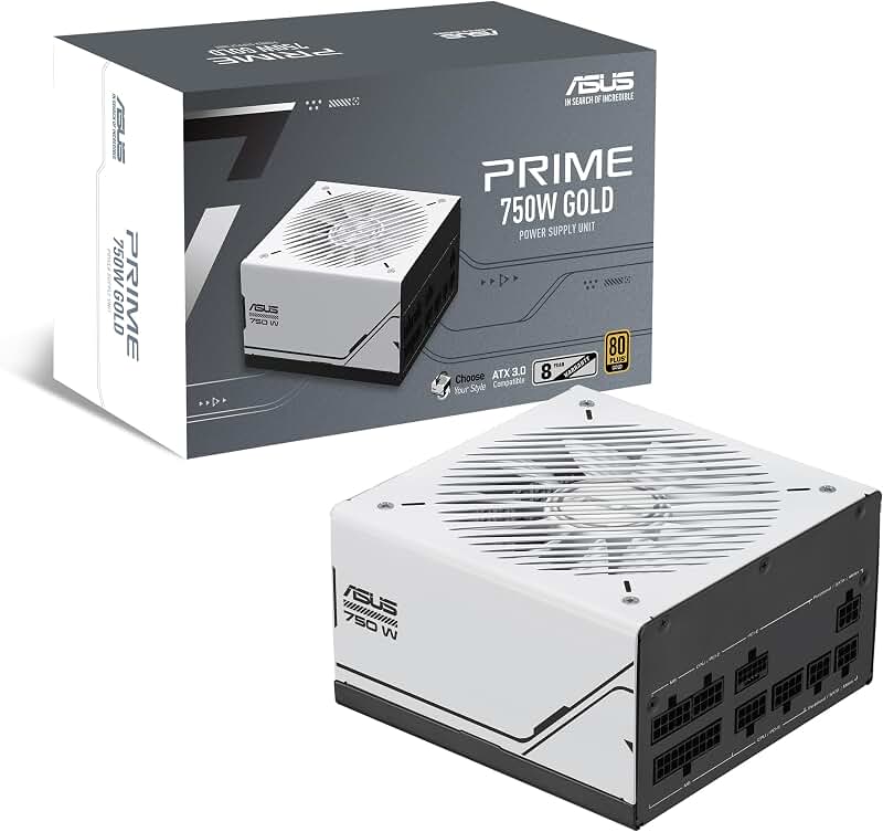 ASUS Prime AP-750G – Bloc d'alimentation PC (750 Watt, 80 Plus Gold, ATX 3.1 Compatible, PCIE 5.1, Ventilateur Double roulement à Billes)