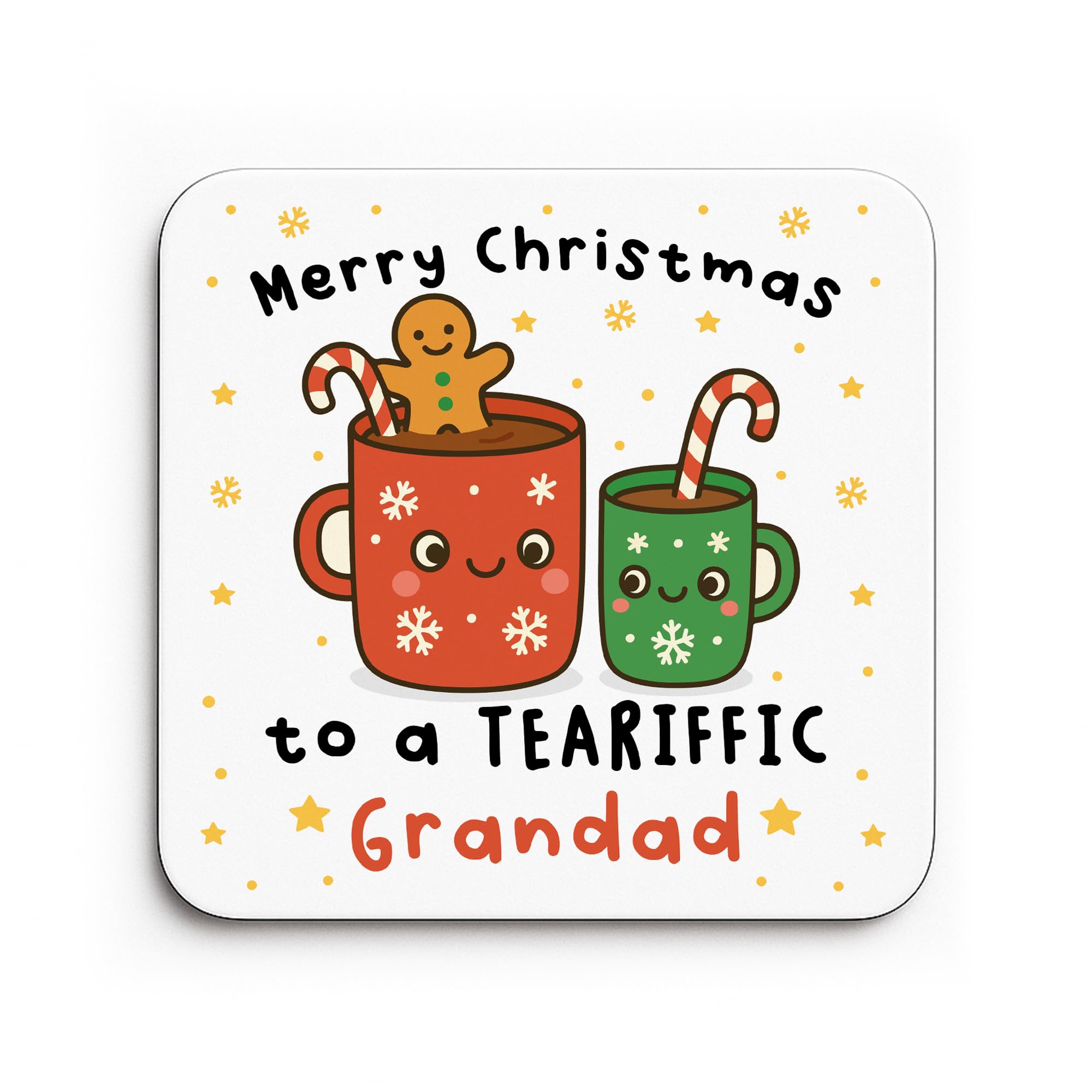 Red Ocean Grandad For Christmas Merry Christmas Grandad Coaster From Granddaughter Grandson TEA RIFFIC Thank You For Him