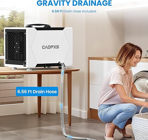 Miniatura 4 de CADPXS Deshumidificador de espacio de arrastre con manguera de drenaje, deshumidificador comercial de 80 pintas para sótano, uso doméstico, daños