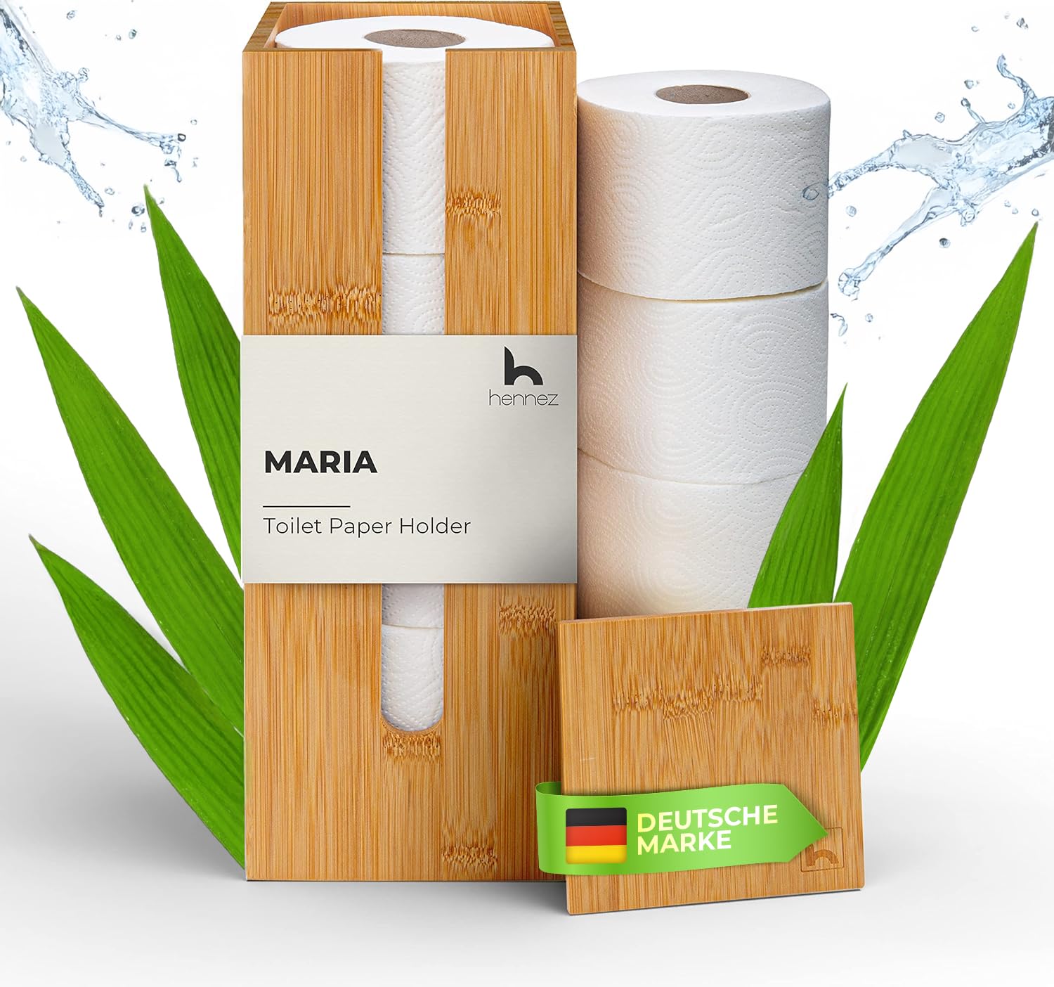 HENNEZ Toilettenpapier Aufbewahrung Bambus Klopapierhalter stehend