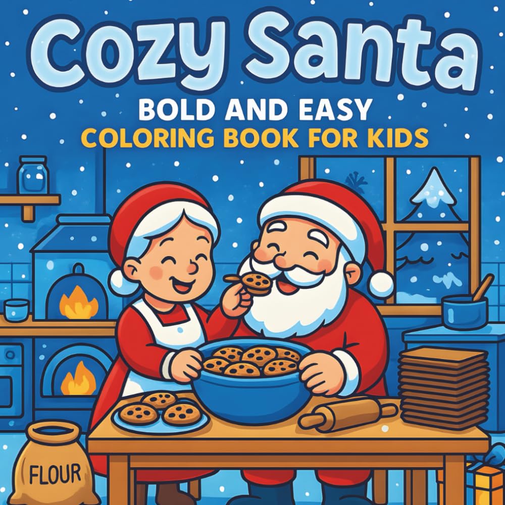 Cozy Santa: Bold and Easy Coloring Book for Kids: Simple, Fun Christmas Coloring Pages with Santa, Cookies, Reindeer & Cozy Holiday Scenes for ... Children (Christmas Coloring Joy Series)