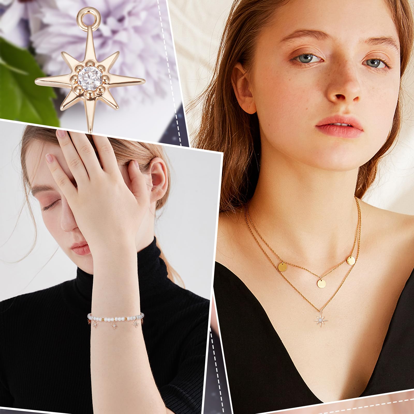 Beebeecraft 1 Boîte De 40 Breloques North Star Plaquées Or 18 Carats