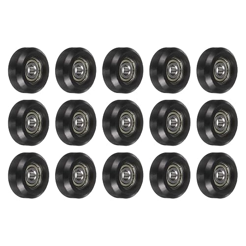 uxcell 15Pcs 625Z Ball Bearing Guide 5x24x10mm Double Metal Shielded Nylon Roller Bearings, Flat Pulley Wheel for Furniture, Hardware Accessories, Black
