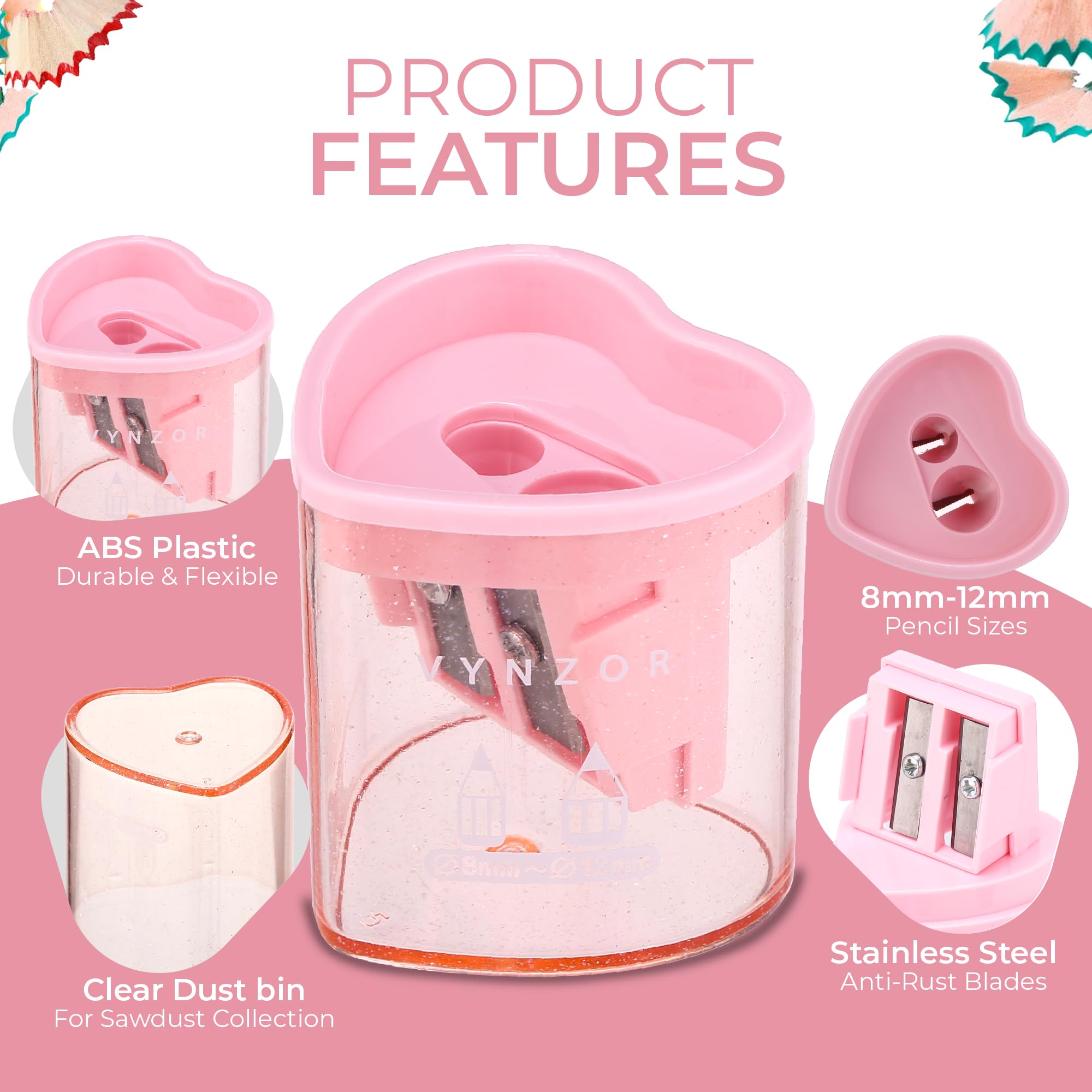 2 Pcs Pencil Sharpener with Container, Dual Holes (8mm, 12mm) Pencil sharpeners for Kids Adults,School, Home and Office - Image 3