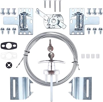 Universal Garage Door Lock Kit with Spring Latch and Keyed Handle for Single/Double Garage Door 7 - 18 Wide