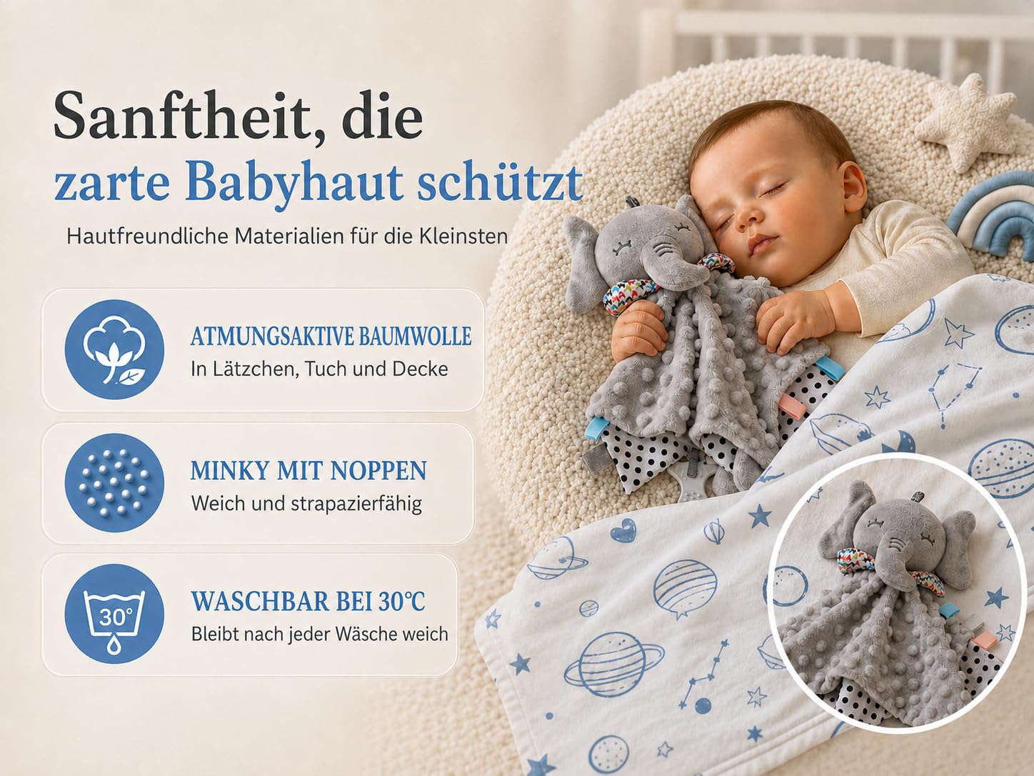 Windeltorte Baby Geschenkset – Neugeborenen Geschenkbox mit Schmusetuch, Rassel, Schnullerkette, Decke & Lätzchen – Geburtsgeschenk für Mädchen & Junge