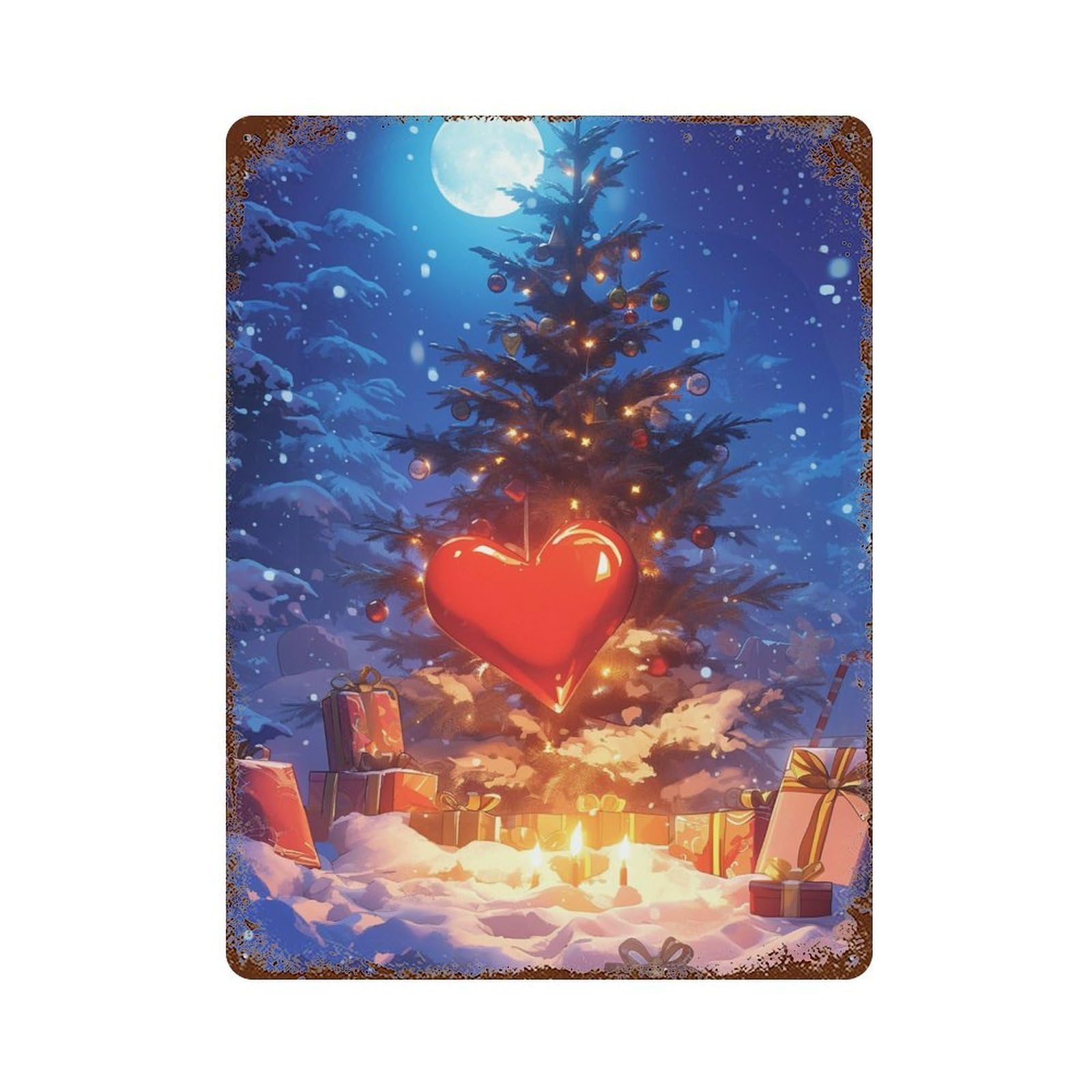 Christmas Night Wonderland Retro Metal Sign 15.7"x11.8", Novelty Wall Decor for Garage, Pub Or Kitchen