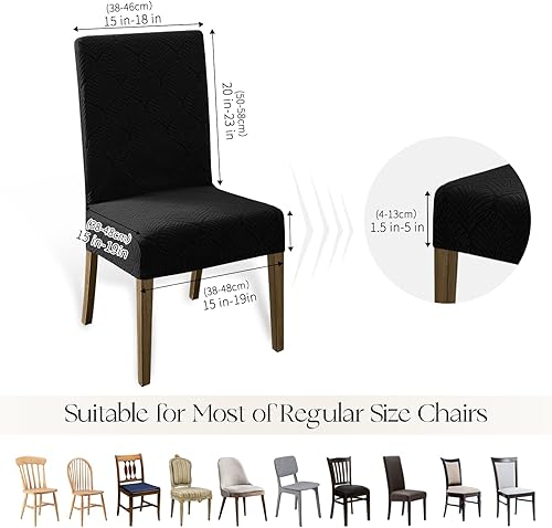 Miniatura 97 de MOSAYT Juego de 6 fundas para sillas de comedor 100% impermeables, súper ajuste elástico jacquard Parson, fundas extraíbles y lavables para sillas