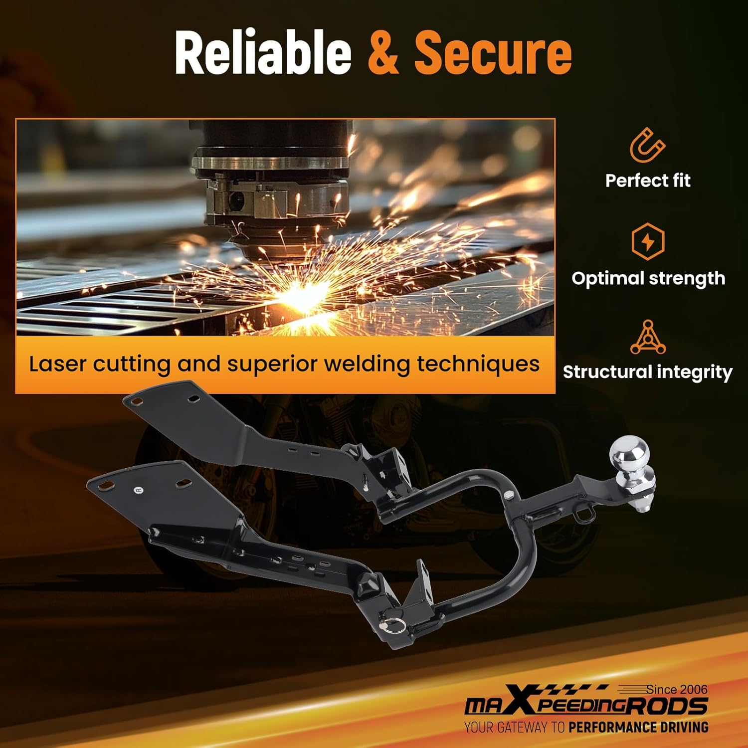 maXpeedingrods Receiver Hitch for Harley Davidson Touring Motorcycles, FLTRU Road Glide Ultra/FLTRX Road Glide Custom/FLHX Street Glide/FLHR Road King/FLHTI Electra Glide Standard 2014-2019