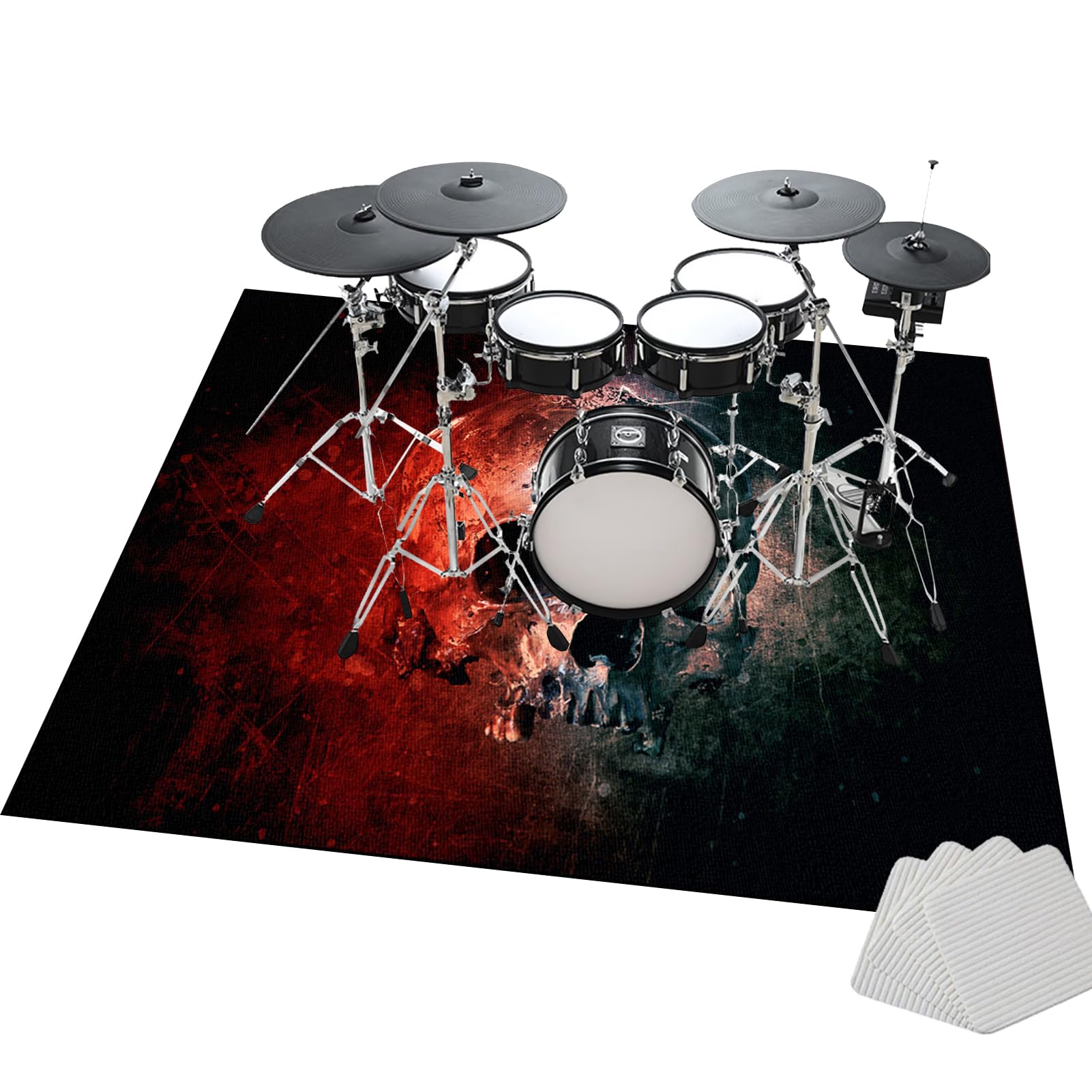 Schallschutz Teppich Rutschfeste Unterseite Drumset Zubehör Trommel Teppiche für Drum Kits Bass Drum Snare Drum und andere Instrumente Teppich 200 x 170 cm Drum Teppich Dicht gewebte Oberfläche mit