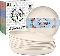 Vista 26 de Homienly Platos pequeños Platos de paja de trigo ligeros e irrompibles de 5.7 pulgadas Juego de 8 platos pequeños de postre, aptos para Beige