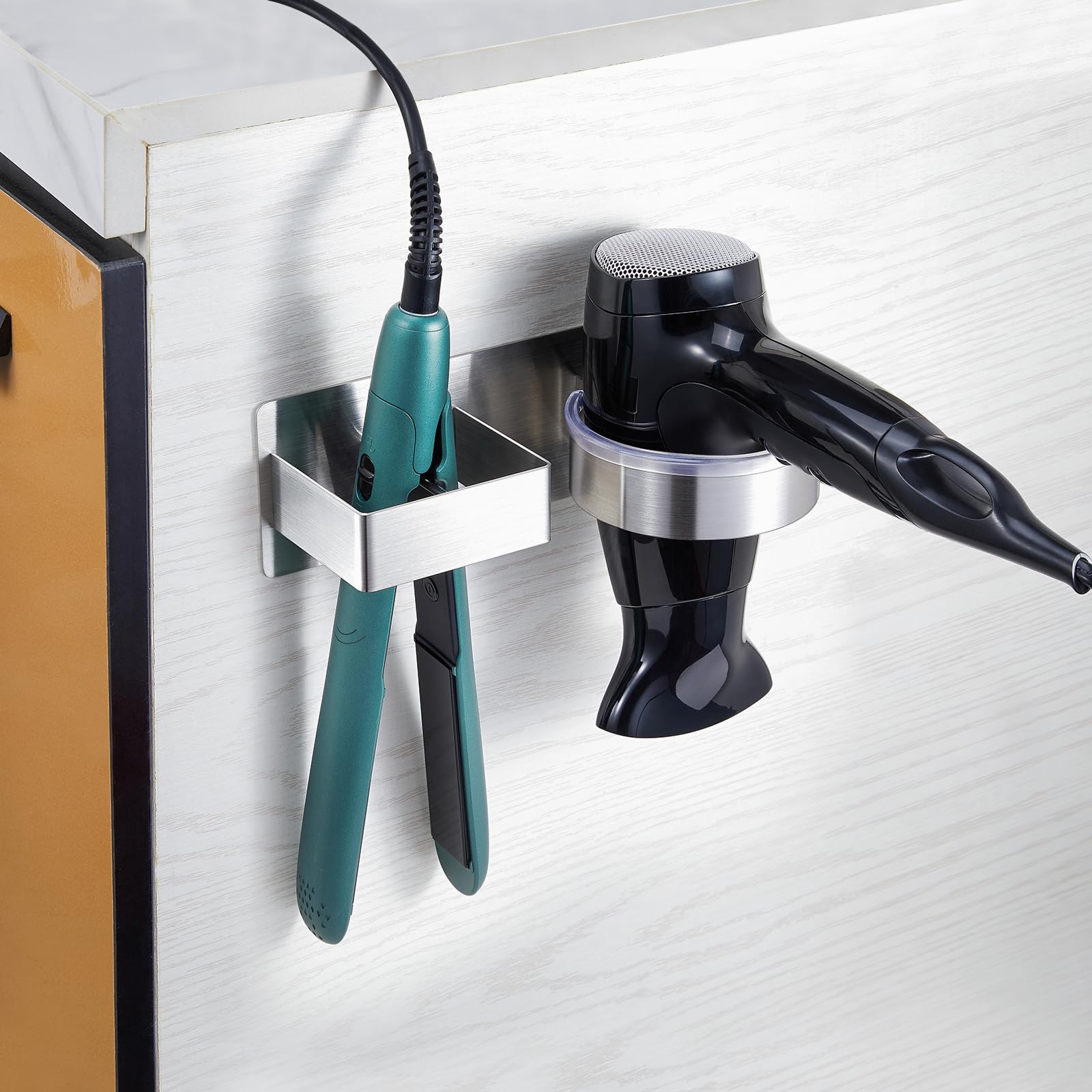 YYBO Porta phon e Piastra, Porta Piastra per Capelli, Porta Phone Bagno da Muro, Porta asciugacapelli da Parete Autoadesivo, Supporto per asciugacapelli per Camere da Letto e Barbiere