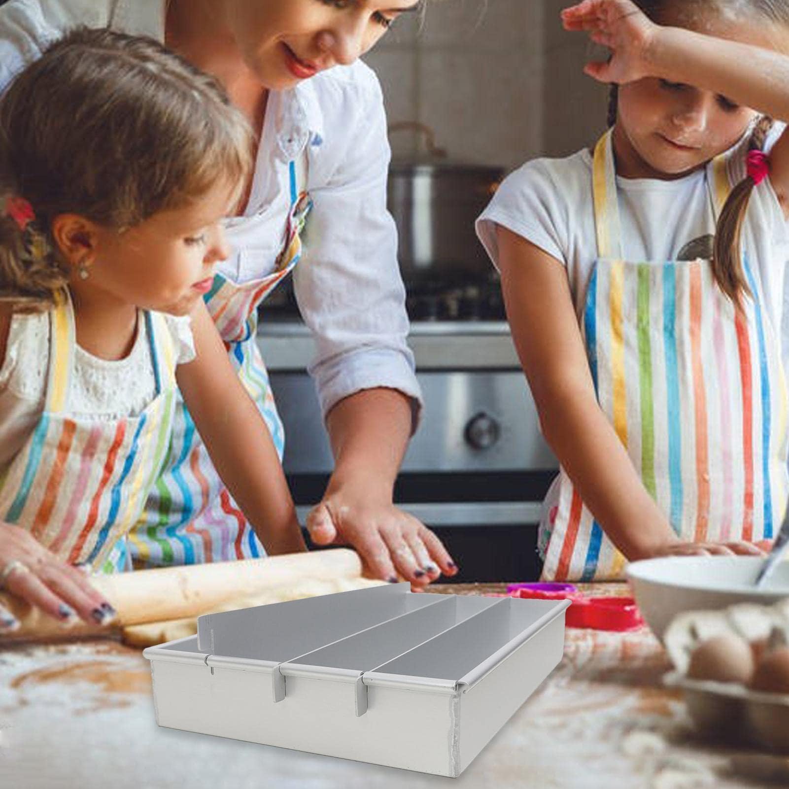 Molde cuadrado ajustable de aluminio para tartas con divisor extraíble, utensilio versátil para brownies y pasteles, antiadherente, fácil liberación para entusiastas de los amantes de los ing