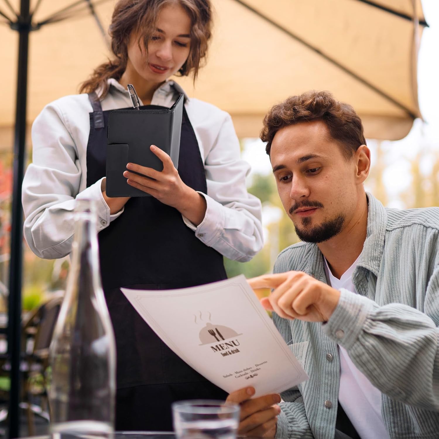 CoBak Premium Server Book - 5.12 x 7.91 Waiter Wallet Organizer in High-Quality Leather, with 8 Pockets, Magnetic Pocket, Zipper Pouch, Pen Hook & Magnetic Closure.Fits Apron Pocket.