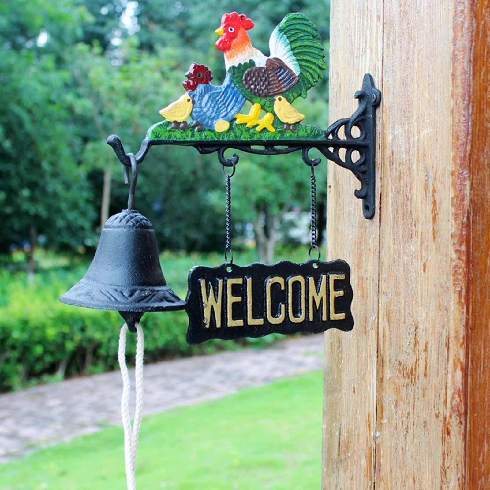 Cloche de bienvenue en fonte pour gazebo et cour avant au style champêtre et authentique