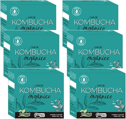 Kit 6cx Chá Kombucha Orgânico - chá fermentado (60 sachês de 10g) - Campo Verde