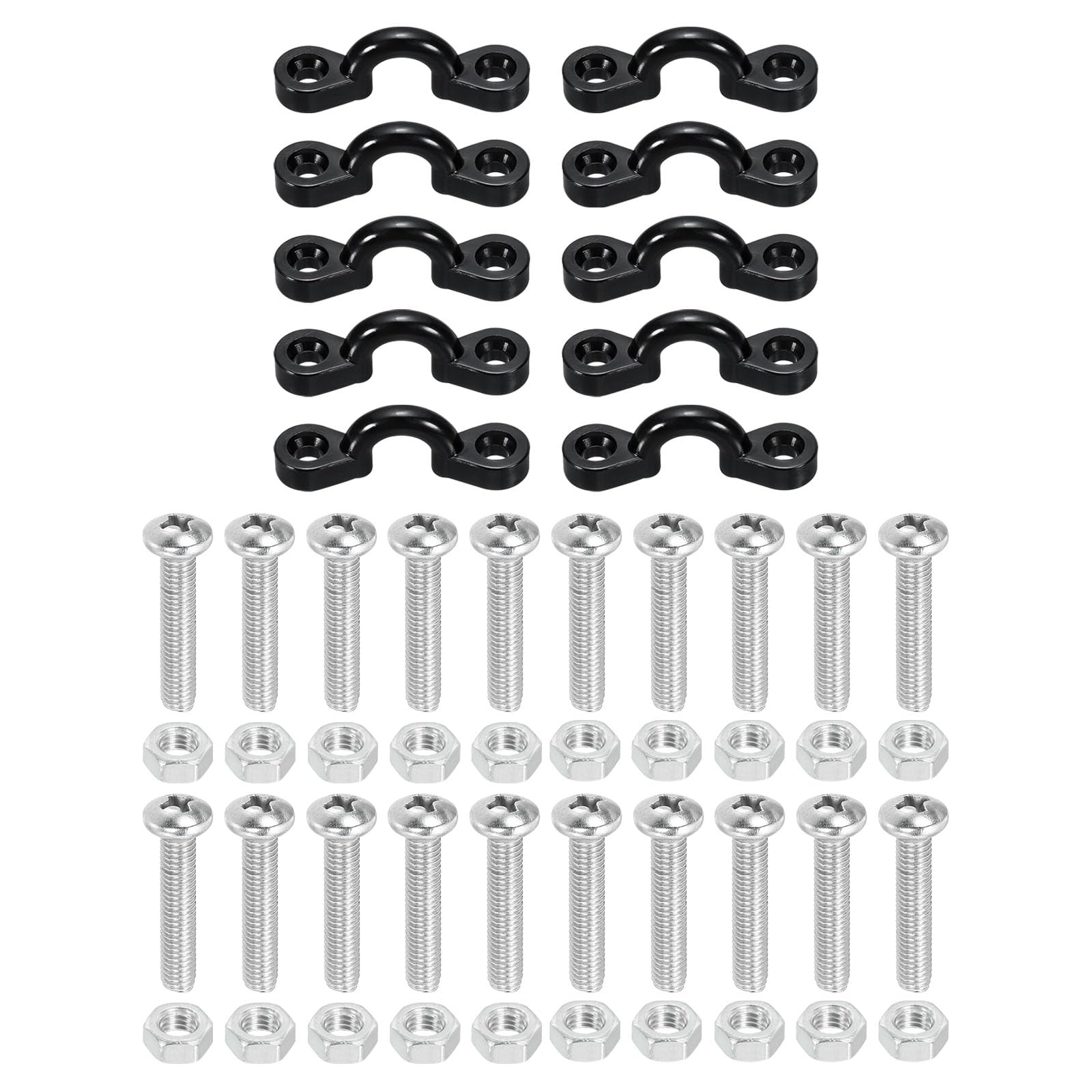 PATIKIL Kayak Pad Eye Kit, 10 Pack Nylon Deck Loops Bimini Boat Top Eye Straps with 20 Pan Head Screws Nuts for Kayaks Canoes Boats Tie Down