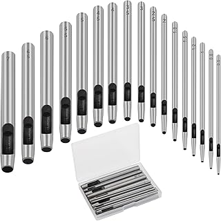 17 Pcs Round Leather Hole Punch Tool 0.5-7mm, Boyistar Metal Hollow Hole Punching for Leather Craft Punch Tools Set Round Hollow Tools for Belts, Watch Band, Paper, Plastic, Leather with Storage Box