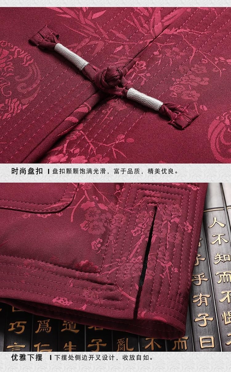 Men's Winter Tang Suit Fleece Lined Thick Retro Hanfu Outfit