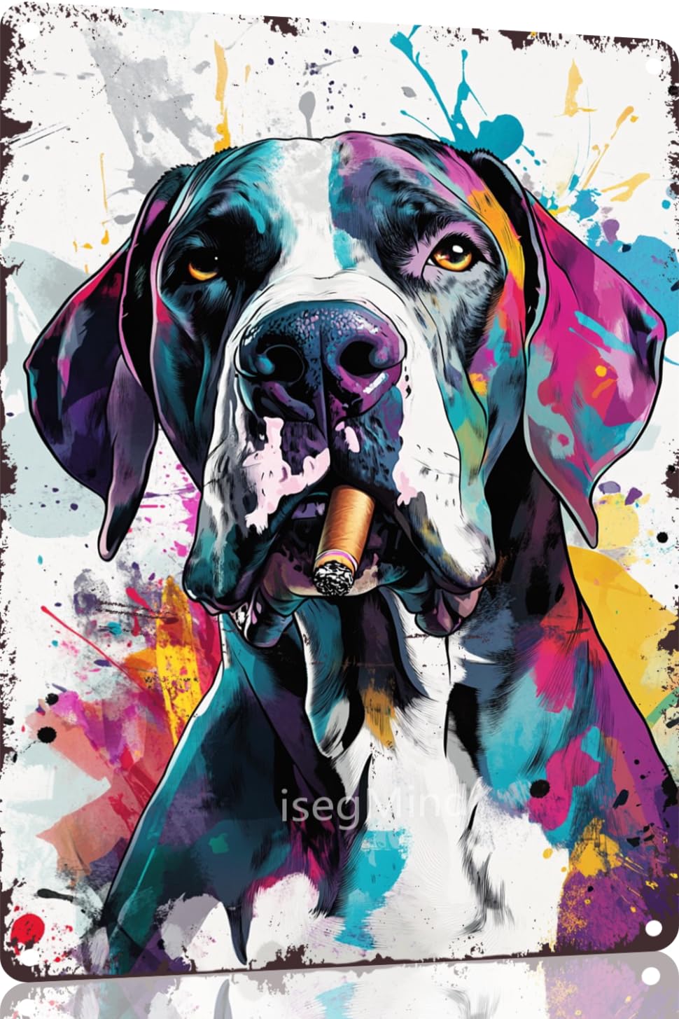 Metal Tin Sign Smoke Great Dane sign Retro Aluminum Metal Sign for Street Home Office Garden Decor 8x12 Inch Funny Great Dane Decor(11670B)
