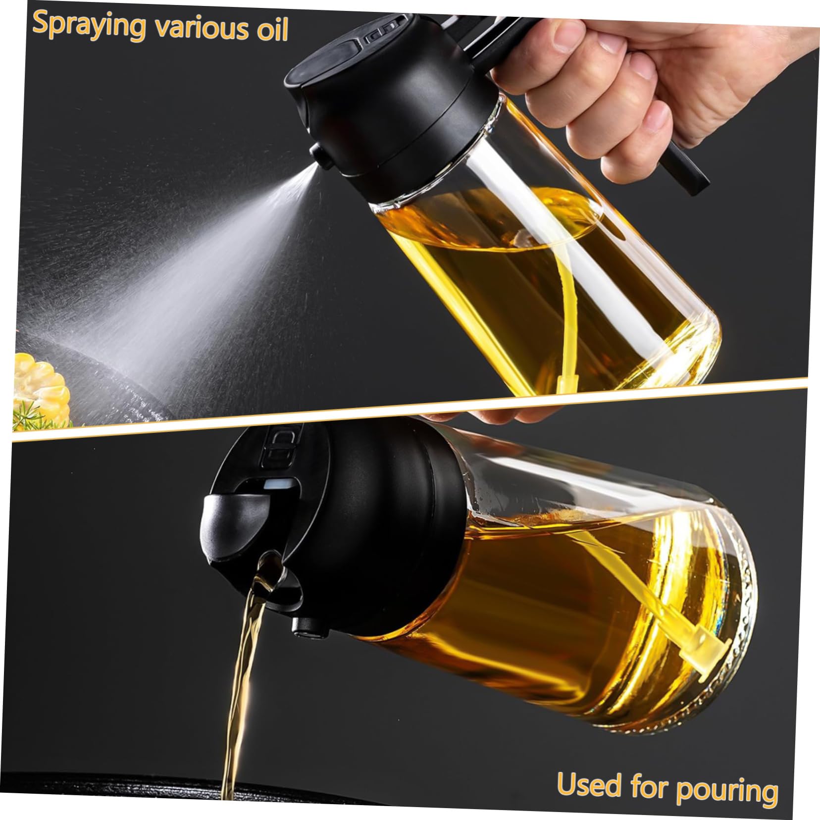 Alipis 4 Stück Olivenöl Spender Olivenöl-Sprühflasche Luftfritteuse Ölsprüher Haaröl-Applikatorflasche Flaschen ölsprayer Olive Oil Dispenser Olivenöl Spray Ölspender Glasflasche Black