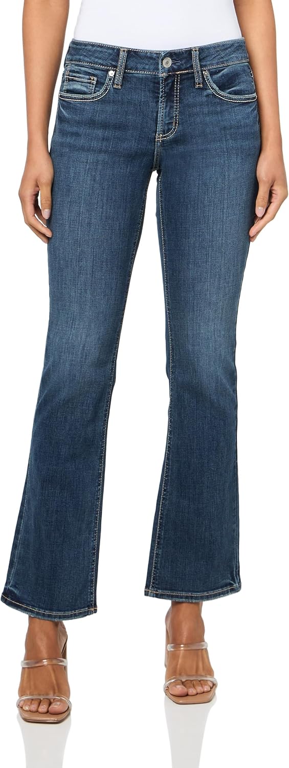 Silver Jeans Co. Women’s Elyse Mid Rise Comfort Fit Slim Bootcut Jeans