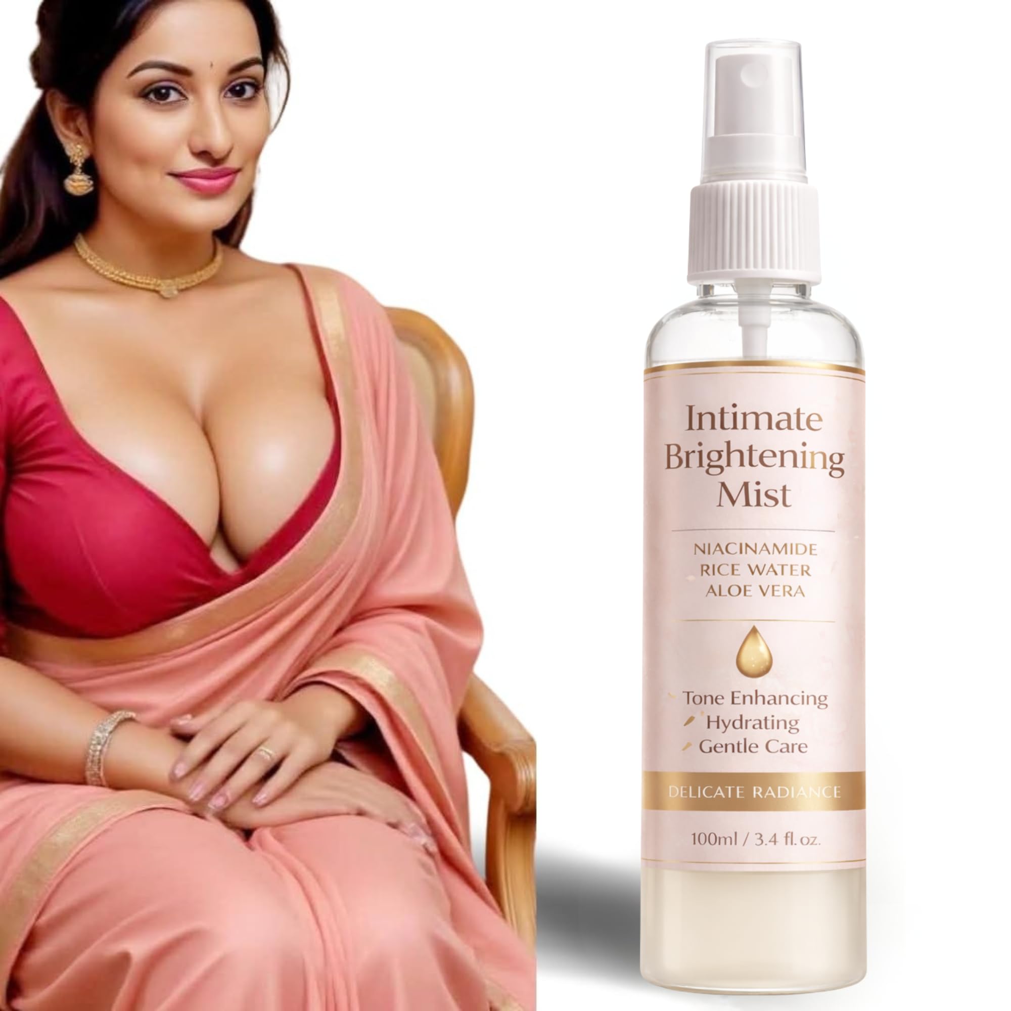 Intimate Brightening Mist for Women – Niacinamide, Rice Water & Aloe Vera | Gentle Tone Enhancing & Hydrating Spray | Supports Even-Looking Skin | External Use | 120ml-image-9