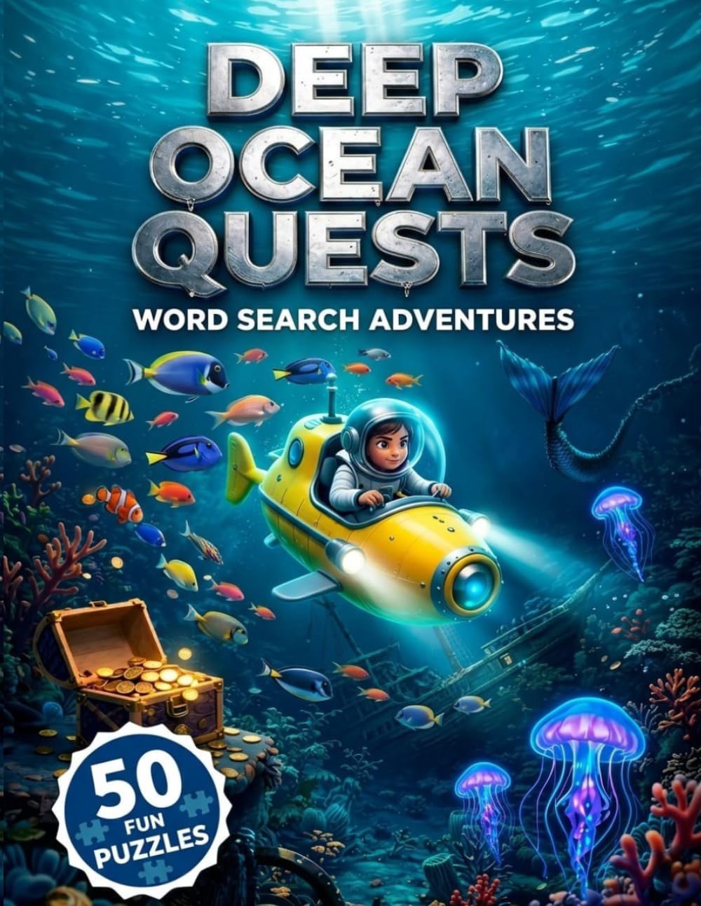 Deep Ocean Quests: Word Search Puzzle Adventure for Kids Ages 8-12 | 50 Fun Ocean Puzzles with Story & Solutions (Quest Adventure Puzzle Books)