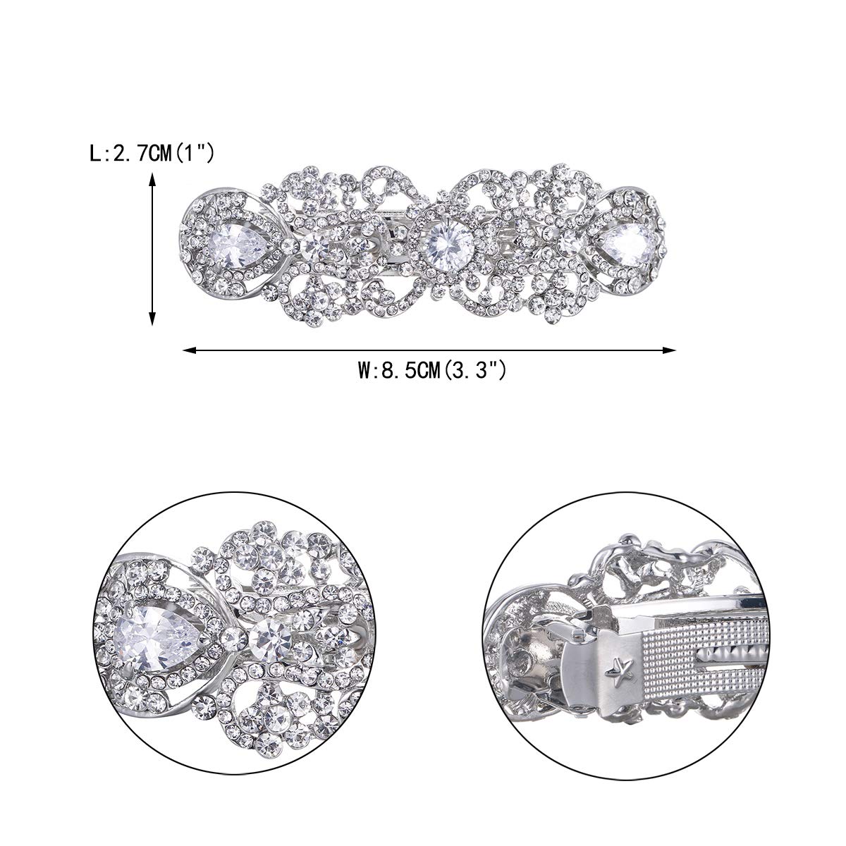 EVER FAITH Silver-Tone Austrian Crystal CZ Art Deco Flower Tear Drop Hair Barrette Clip Clear : Beauty & Personal Care