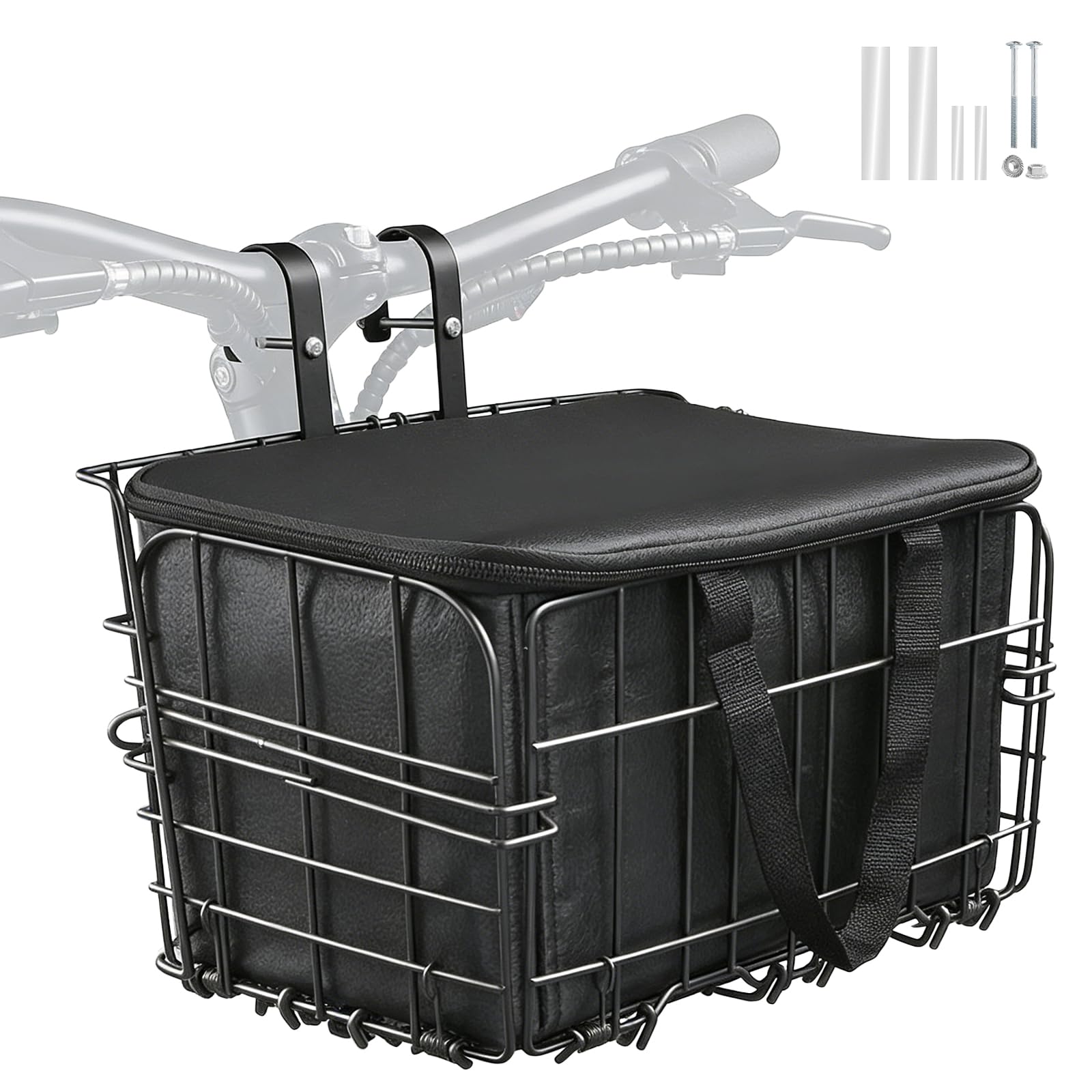 Cestino da bicicletta unisex per bicicletta, rimovibile, grande capacità, adatto per e-bike, mountain bike, city bike e biciclette per il tempo libero. (cestino pieghevole anteriore)