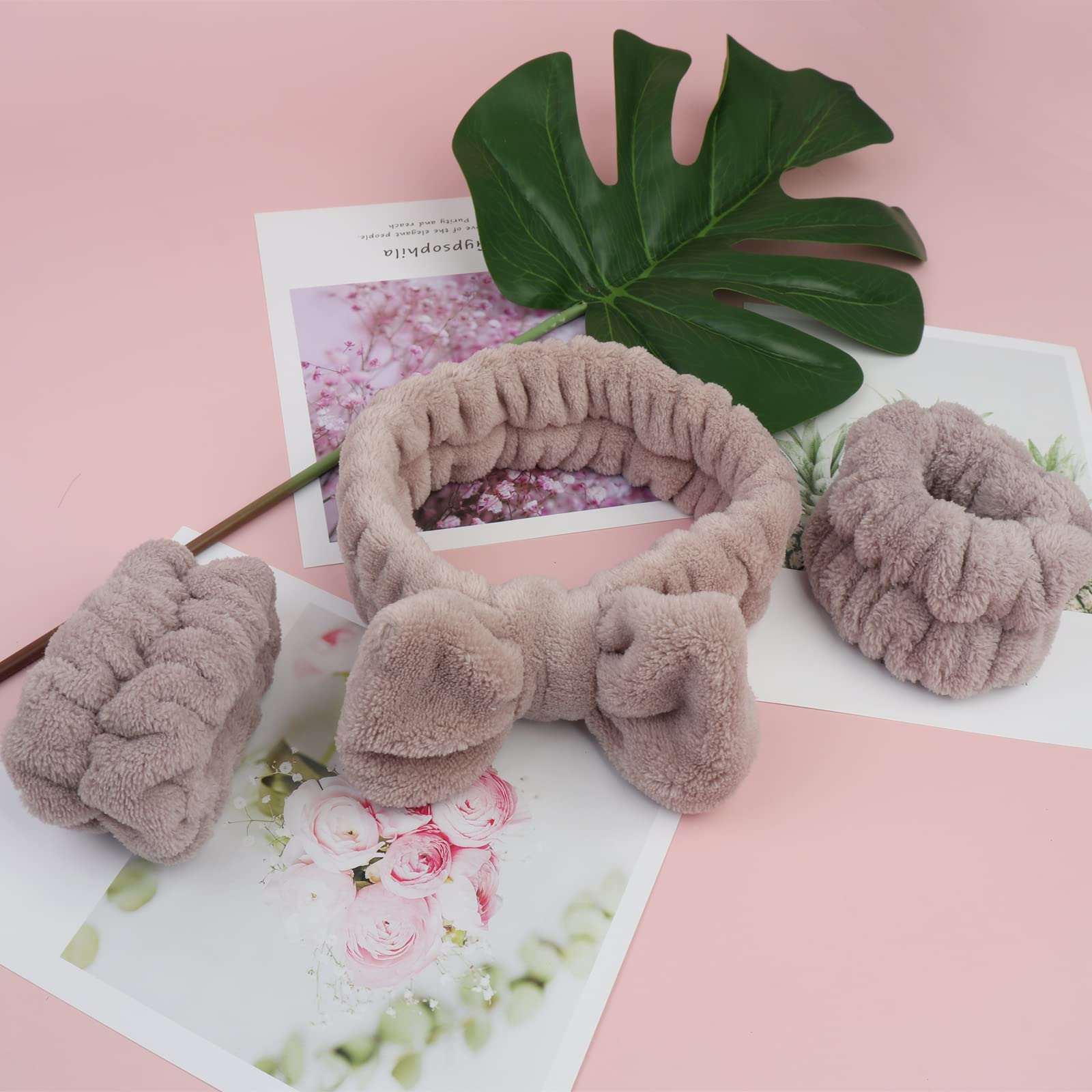 Lot De 3 Bandeaux Visage Et Poignets – Doux En Flanelle, Idéal Soins Et Maquillage