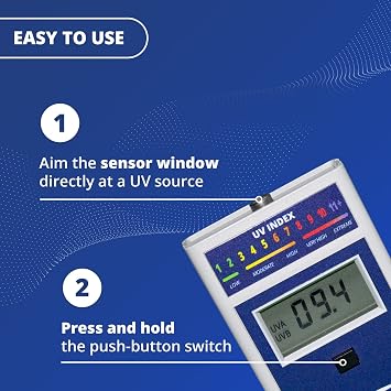 Solarmeter Model 6.5 UV Index Meter, Handheld Digital Radiometer for Measuring Ultraviolet Light, Measures 280-400 nm with Range from 0-199.9 UV Index, Made in USA
