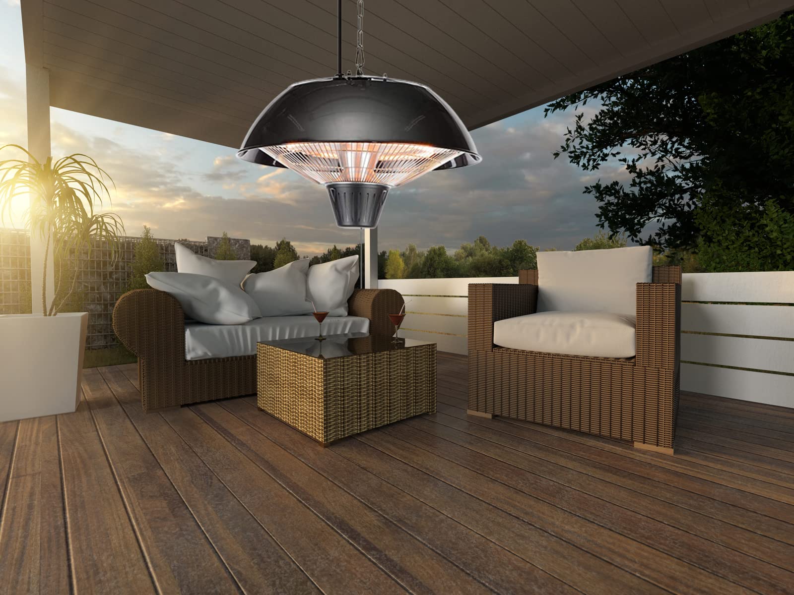 Tristar KA-5273 - Calefactor para Terraza, Infrarrojos, Cabezal de 360º, IP34, 1500 W, Negro