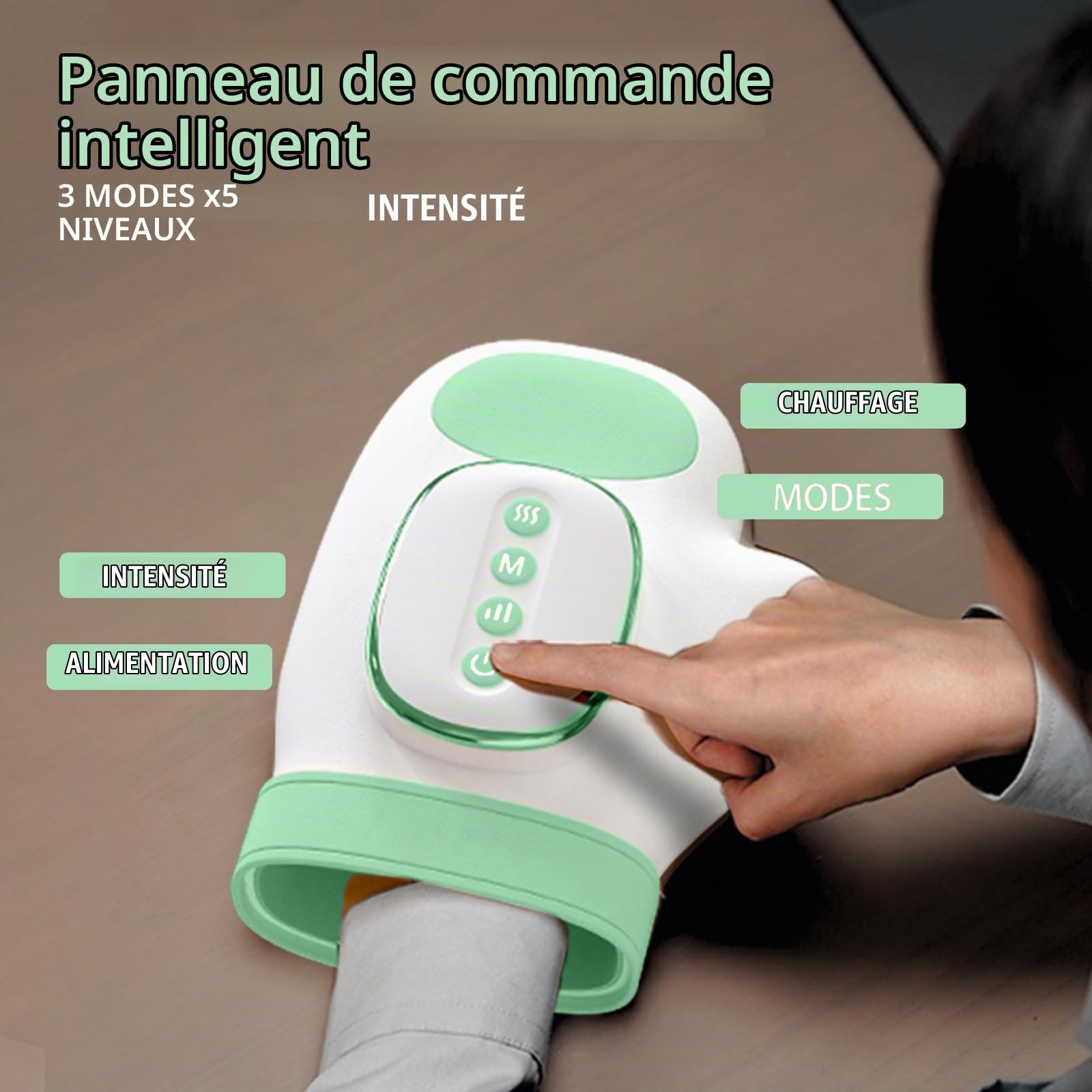Masseur de Main Intelligent – Gant de Massage Électrique à Air Comprimé avec Chaleur, Masseur électrique pour les mains, Masseur Portable pour les Deux Mains, Cadeau Bien-être Idéal
