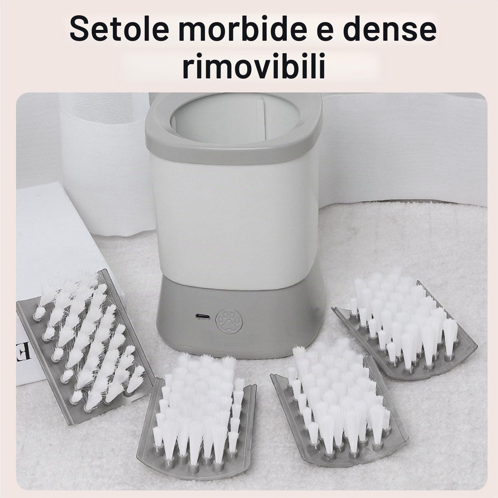 Pulisci Zampe Cani Automatico, Zampe Elettrico per Animali Domestici con 2 velocità Pulizia e Setole Silicone Alimentare, Spazzola Rimovibile per Cani Piccola Taglia