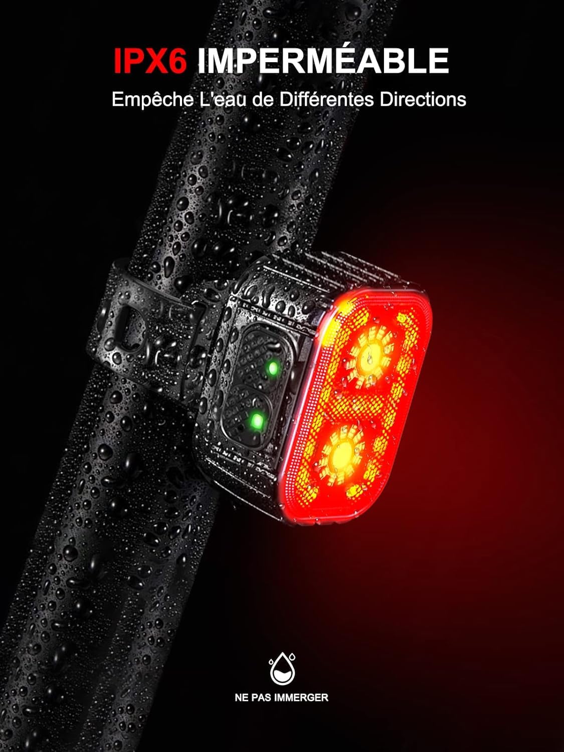 Lampa rowerowa z przodu i z tyłu, 8 + 12 trybów oświetlenia, wodoodporna lampa rowerowa IPX6, USB z możliwością ładowania, oświetlenie rowerowe do rowerów górskich, rowerów górskich, rowerów, długa