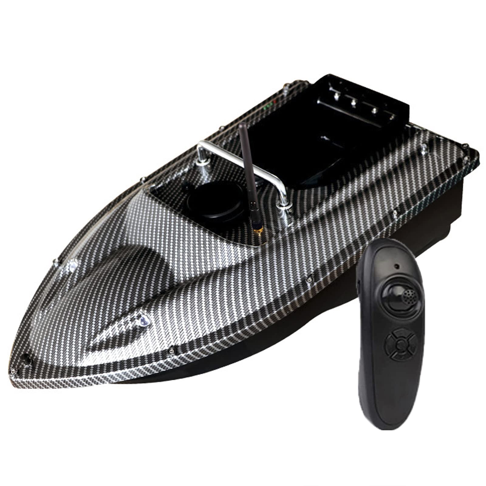 Barco Cebador Carpfishing, Cebo de Pesca de Barco de Control Remoto de Crucero de Velocidad Fija de 500M, RC Barco Cebador Pesca con Luz de Nocturna LED y Motores Duales,Gris,12000mAh