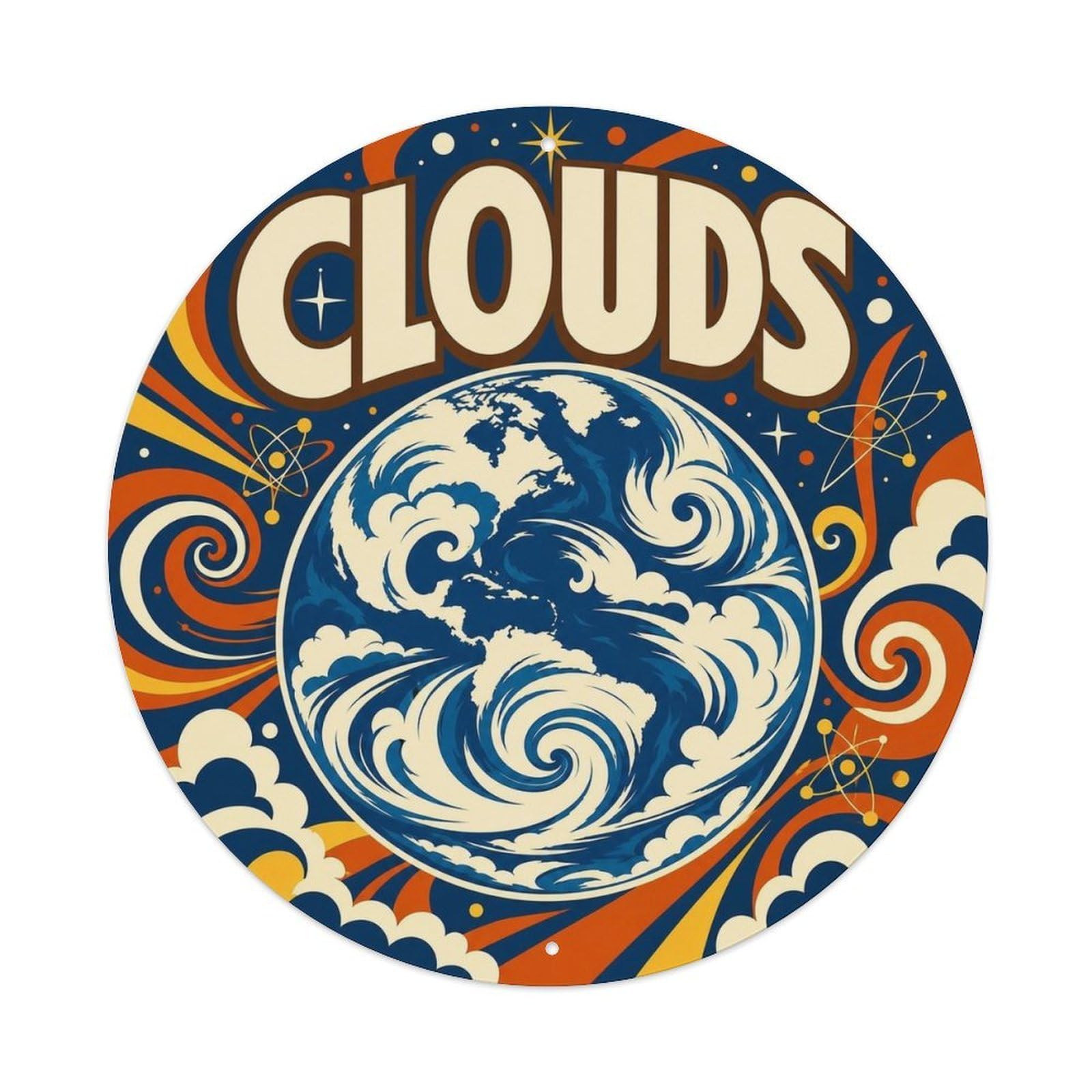 Starscape Earth Cloud Swirls Astronomy Celestial Metal Tin Sign Plaque Wall Decor for Cafe, Man Cave, Club Bar, Office, Home Garden Round Metal Poster 8x8Inch