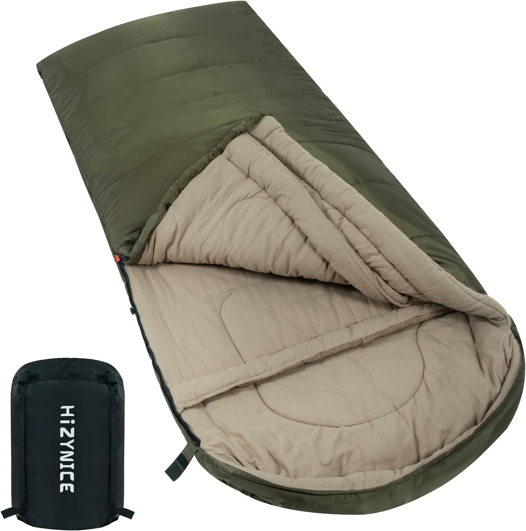 - Cold Weather Sleeping Bag 100% Cotton Flannel XXL for Adults Big and Tall,Free Compression Sack