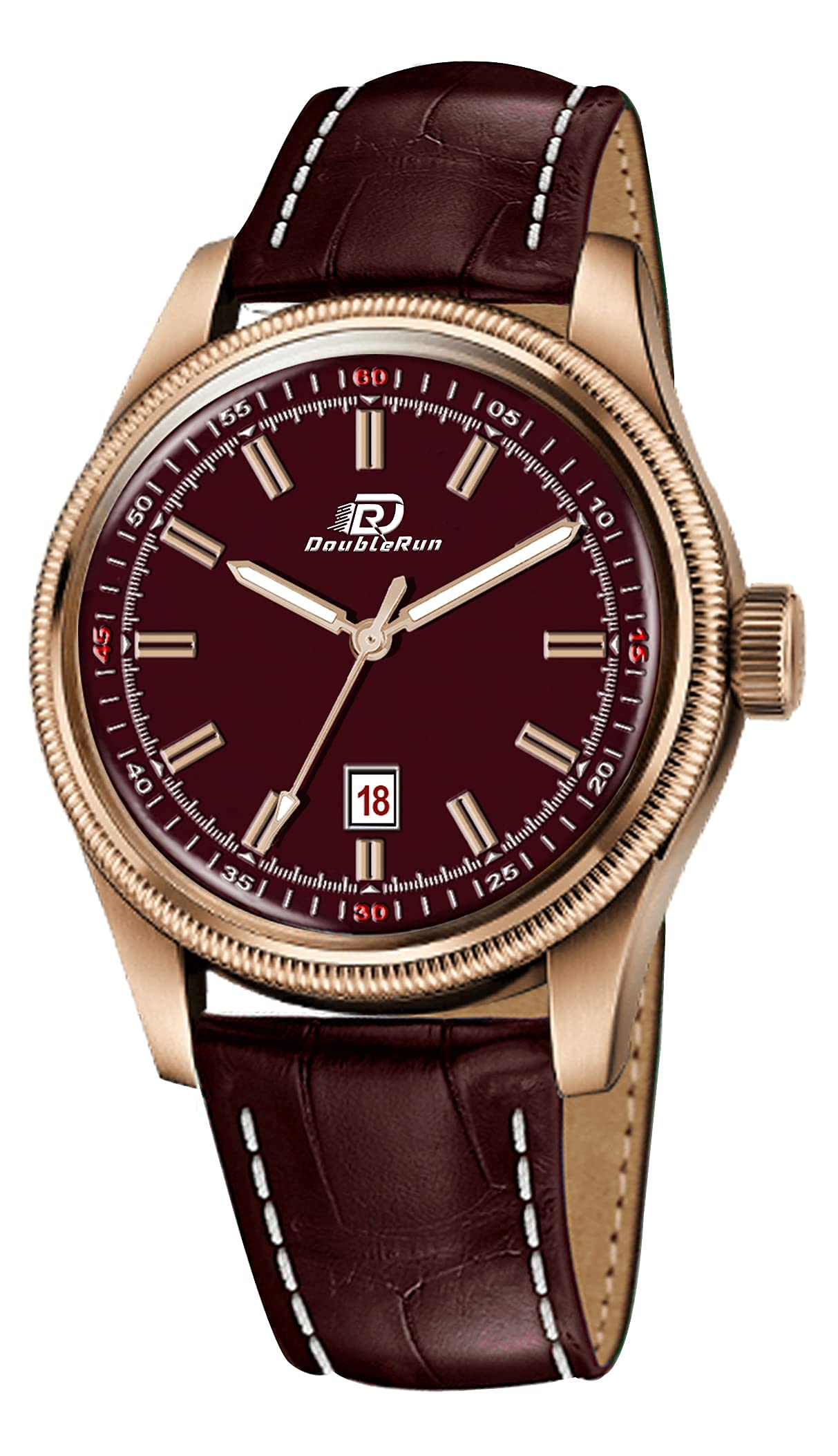 Doublerun 3D Glass Date Display Good Looking Analog Watch - for Men (Maroon) (B09C8W83WC) Amazon Price History, Amazon Price Tracker