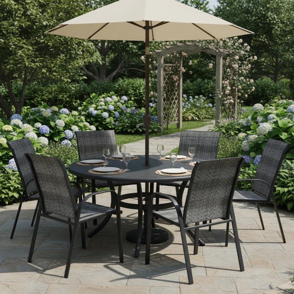 Tangkula Stackable Wicker Patio Dining Chairs Set of 12, PE Rattan Outdoor Dinner Chairs with Sturdy Metal Frame, Outside Arm Chairs for Garden, Yard, Deck and Lawn (Mix Grey)