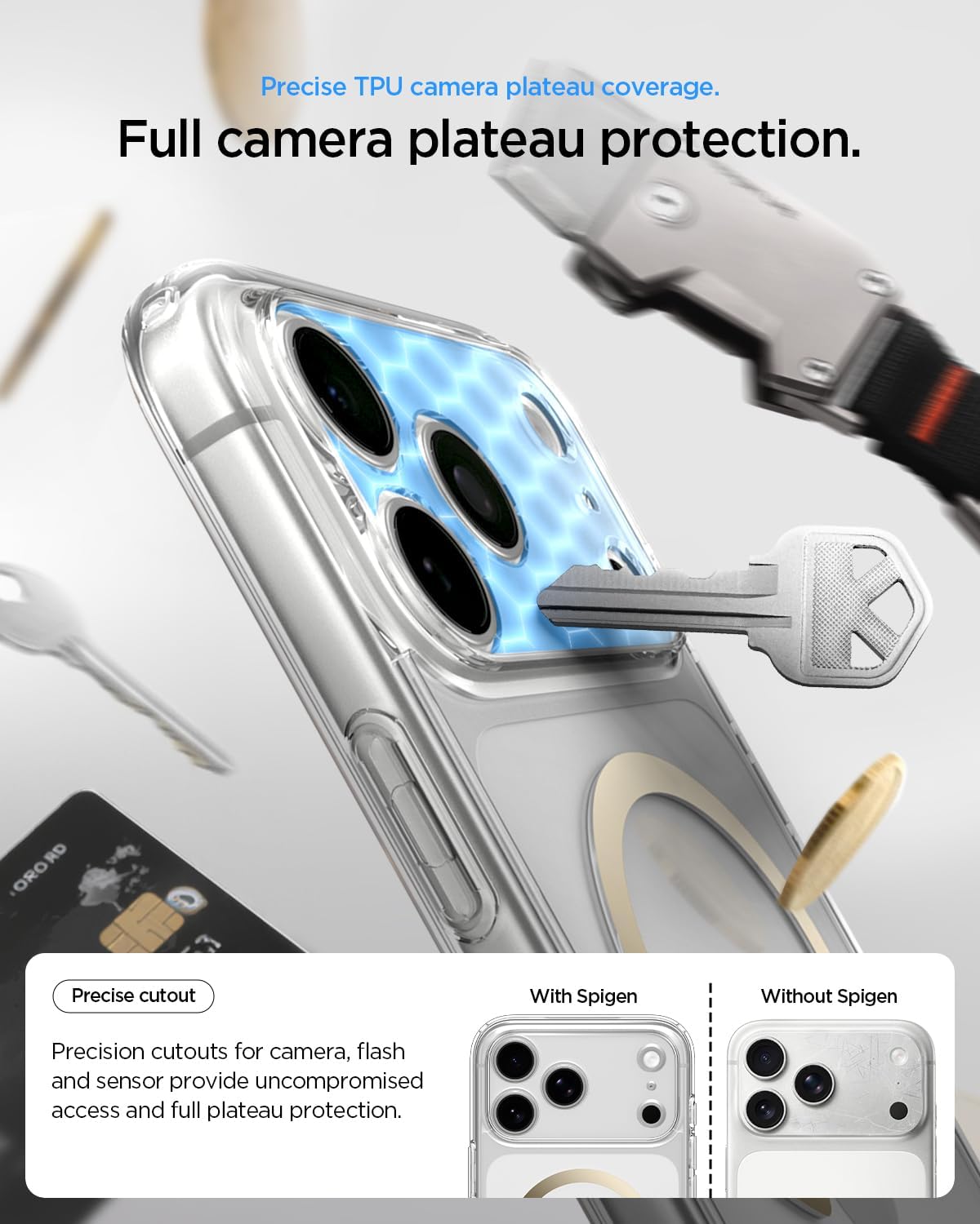 Spigen for iPhone 17 Pro Max Case, Ultra Hybrid MagFit [TPU Covered Camera Control] [Anti-Yellowing] [Compatible with Magsafe] - Clear Gold - Image 5