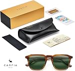 CARFIA Retro Acetate Mens Polarized Sunglasses UV Protection Fit Most Face Shapes Handmade Square Shades for Driving Fishing