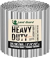LandGuard Corrugated Metal Garden Edging 6" x 50' - Durable Silver Landscape Border for Flower Beds, Lawns & Gardens