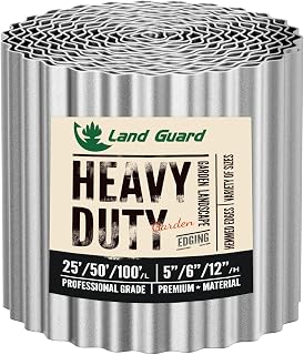 LandGuard Corrugated Metal Garden Edging 6" x 50' - Durable Silver Landscape Border for Flower Beds, Lawns & Gardens