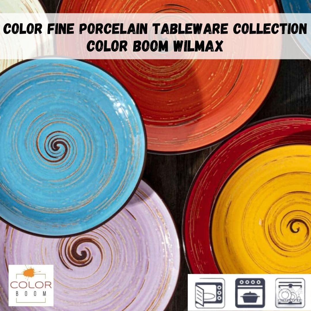 Wilmax | SPIRAL Tassen mit Untertassen | 6er-Set | 110 ml | Tassenset aus Porzellan | Becher Für Getränke, Desserts, Café | Modernes Design | Teetassen | Kaffeetassen | Spülmaschinenfest