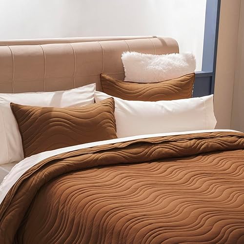 Miniatura 6 de EVERGRACE Juego de edredón de gran tamaño de 3 piezas, colcha reversible suave y ligera, colcha acolchada lavada a la piedra, colcha de microfibra,