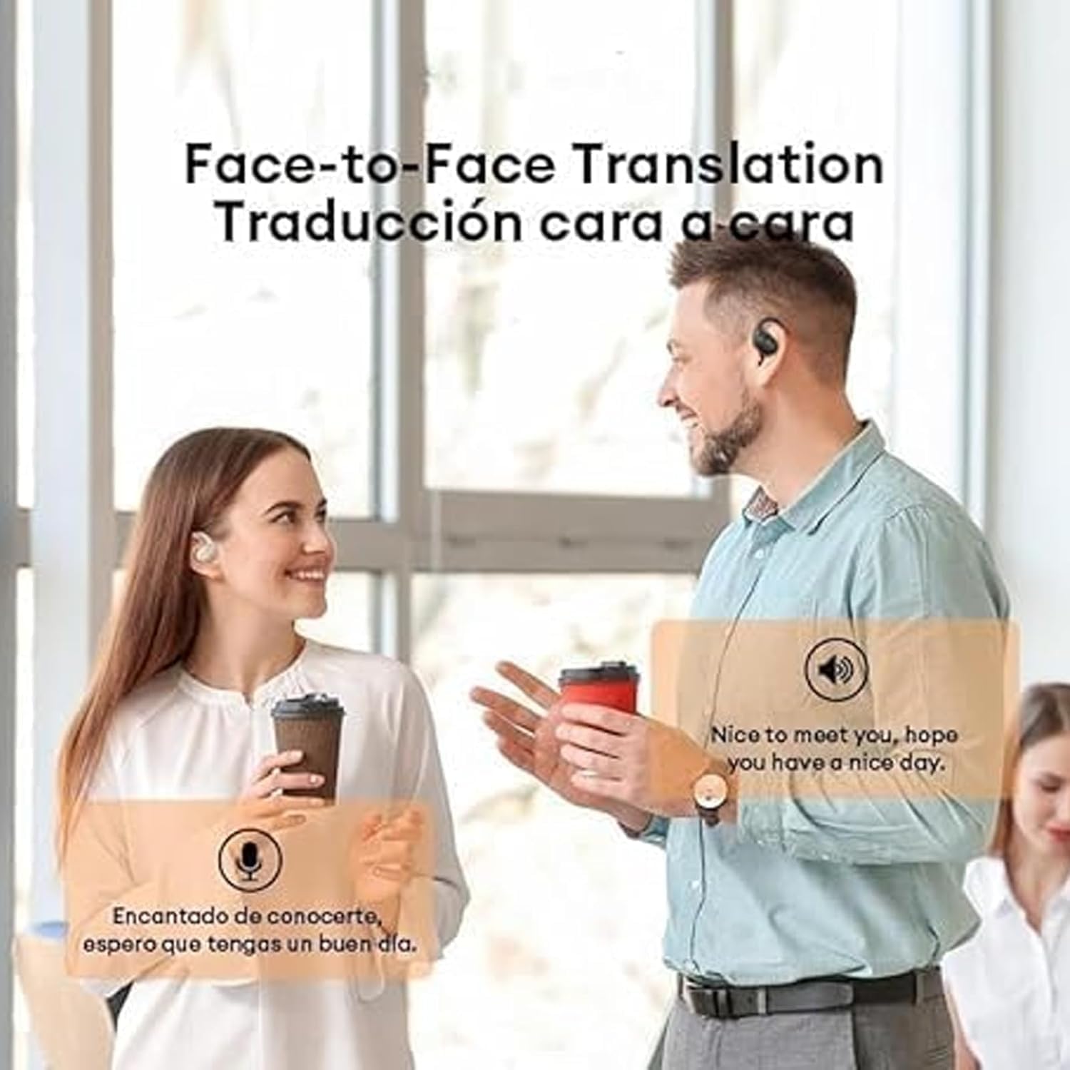Sonabuds Traducteur Sonabuds 2026, casque de traduction Sonabuds avec 144 sorties vocales, réduction du bruit, pour voyages et affaires (blanc)