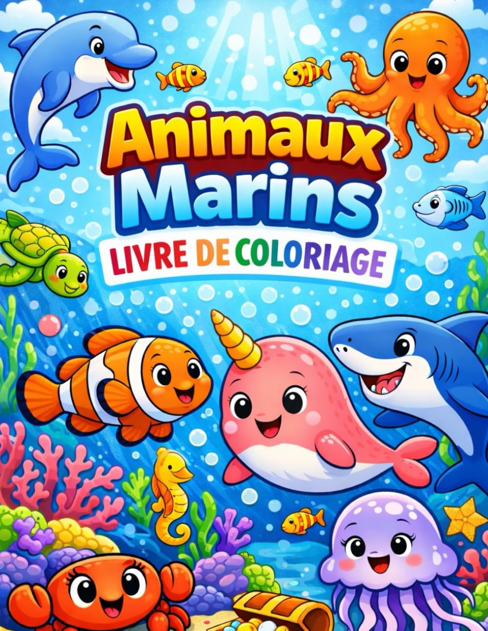 Animaux Marins Livre De Coloriage: Animaux Marins – Livre de Coloriage, Dessins simples et amusants pour les tout-petits
