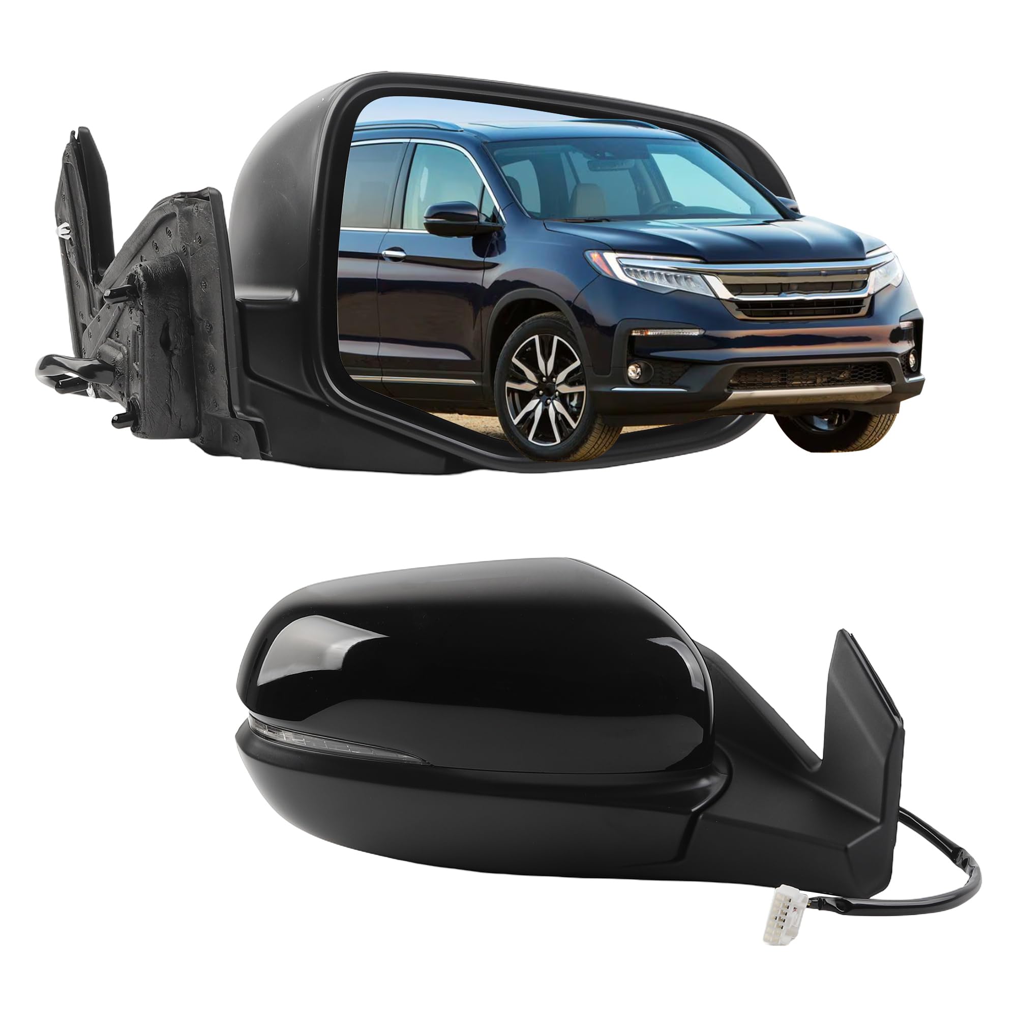 Dasbecan Side Rear View Mirror Compatible with Honda Pilot 2016-2022 | Power Heated Turn Signal ABS Housing Door Rearview Mirror Passenger Right 76200TG7A81ZD HO1321334(6pin)